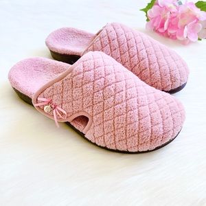 Vionic Adilyn Women's Orthotic Support Quilted Bow Pink Slide Slippers Flats 10